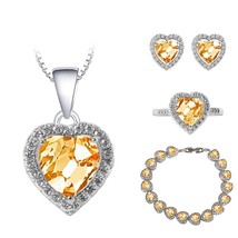 Jellystory jewelry set 925 sterling silver jewelry with heart shaped sapphire ri - $53.01