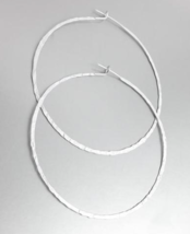 CHIC Lightweight Urban Anthropologie Mat Silver 1 3/4" Round Flat Hoop Earrings - $12.99