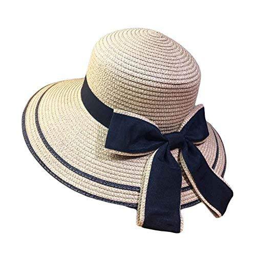 PANDA SUPERSTORE Women Sun Hats Wide Brim Straw Hats Foldable Bucket Hat Beach H
