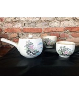 Vintage Japanese Kyusu Side Handle Teapot &amp; 2 Yunomi Cups By SEIZAN Sansui - $45.49