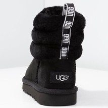 Women's UGG Australia Black Fluff Mini Quilted Fur Lined Suede Boots Size 6 - $144.05