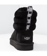Women&#39;s UGG Australia Black Fluff Mini Quilted Fur Lined Suede Boots Size 6 - $144.05