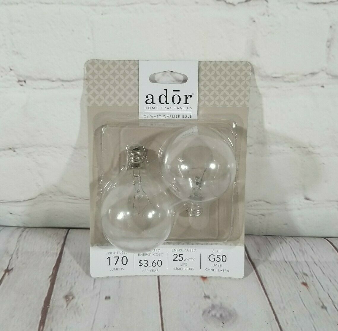 Ador Home Fragances 25 Watt Wax Warmer Bulb 2-Pack G50 Style Base Candelabra