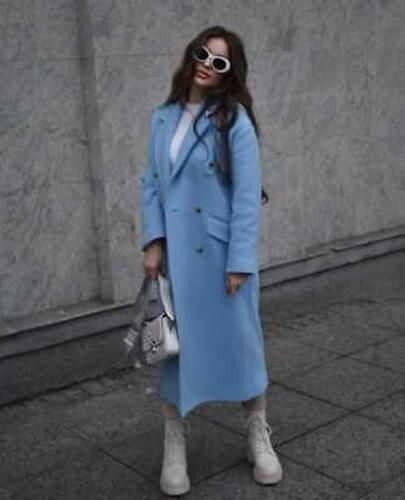 ZARA bnwt 2022. sky blue oversized wool long coat. 8835/726