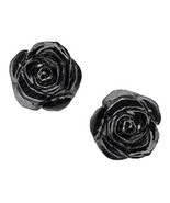Alchemy Unisex Gothic Rose Stud Earrings (Black) - $8.21