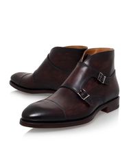  Men&#39;s Brown Color Cap Toe Buckle Closer Leather Ankle Boot - $169.99+