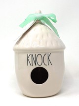 Rae Dunn Knock Ceramic LL Decorative Tiki Shaped Birdhouse with Green Ri... - $45.99
