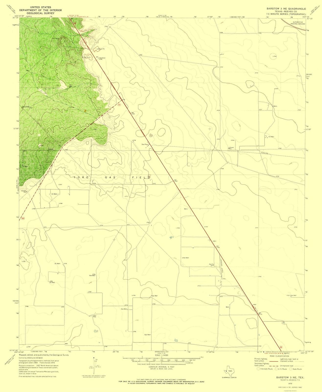 Primary image for Topo Map - Barstow Texas Quad - USGS 1970 - 23.00 x 27.95