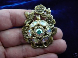 (br-239) Crystals vintage circle flowers Victorian pin pendant fashion jewley - $28.04