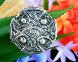 Vintage celtic iona cross shield knots sterling silver brooch pin wjs thumb200