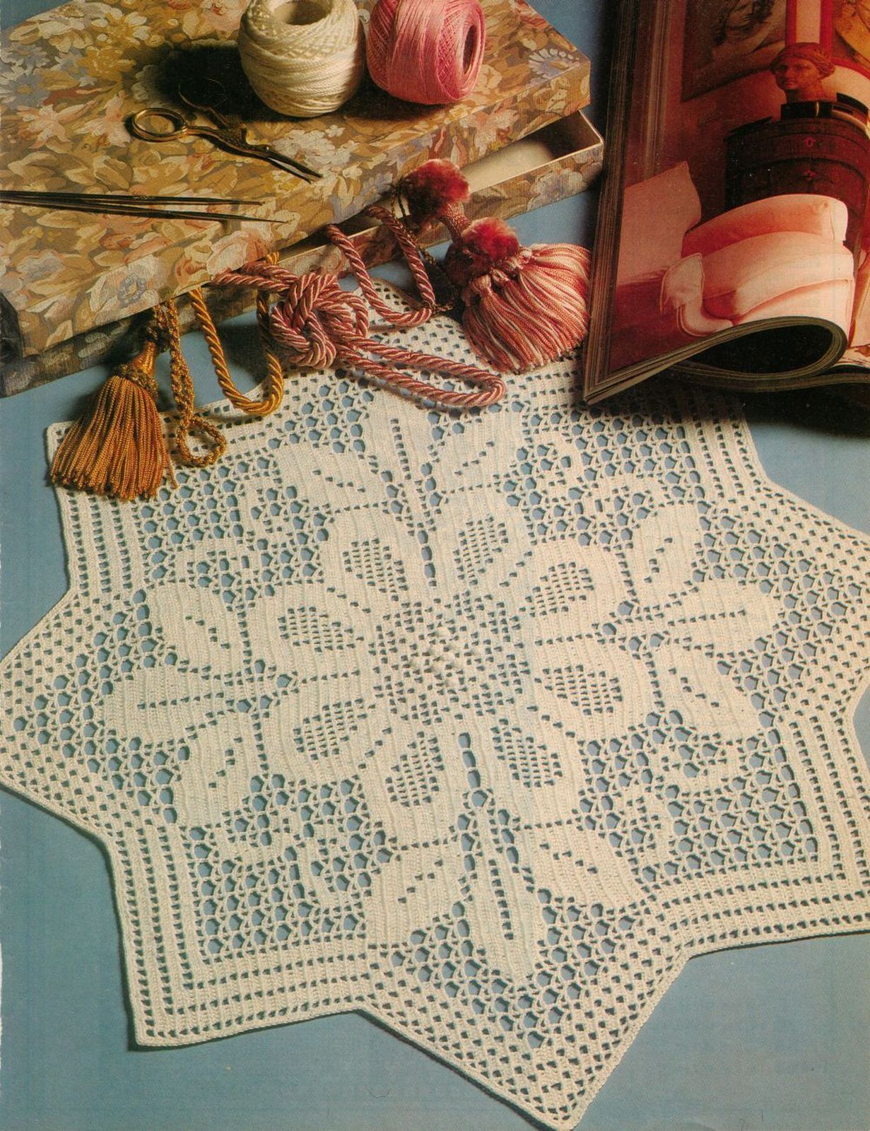 Exquisite CHEROKEE ROSE Crochet DOILY Pattern 15