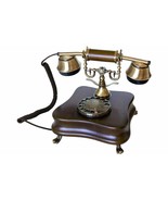 Téléphone Fixe Design Vintage En Bois Antique Rétro Avec Câble et Disque... - $360.59