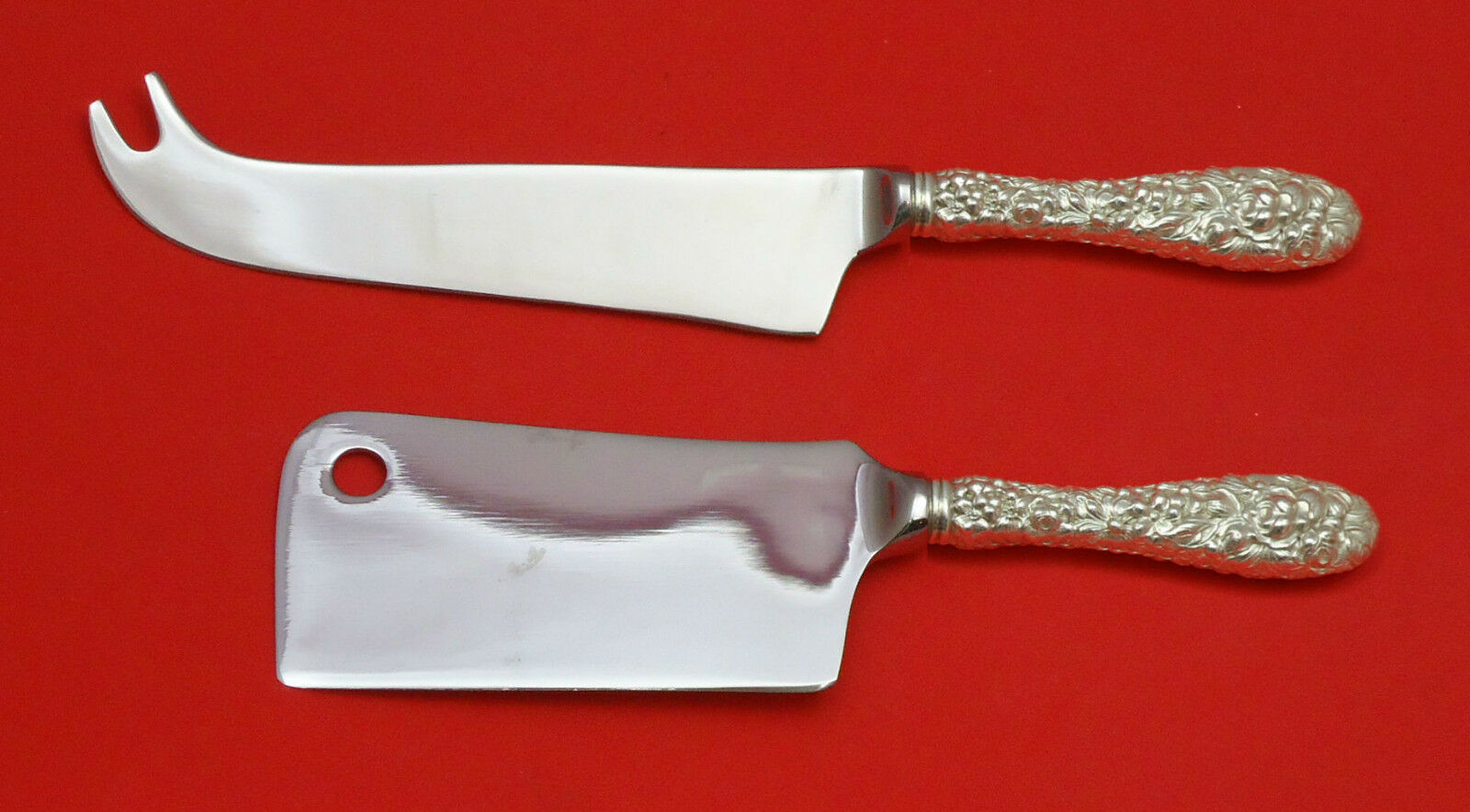 Rose by Stieff Sterling Silver Cheese Server Serving Set 2pc HHWS  Custom Made - $119.00
