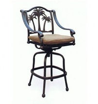 Fire pit propane bar table set 7 piece outdoor cast aluminum Palm Tree bar stool image 10