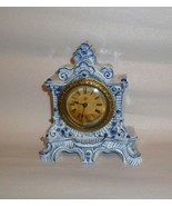 Ansonia Royal Bonn Delft China Porcelain Mantle Clock Raised Flowers.Paw... - $1,188.00
