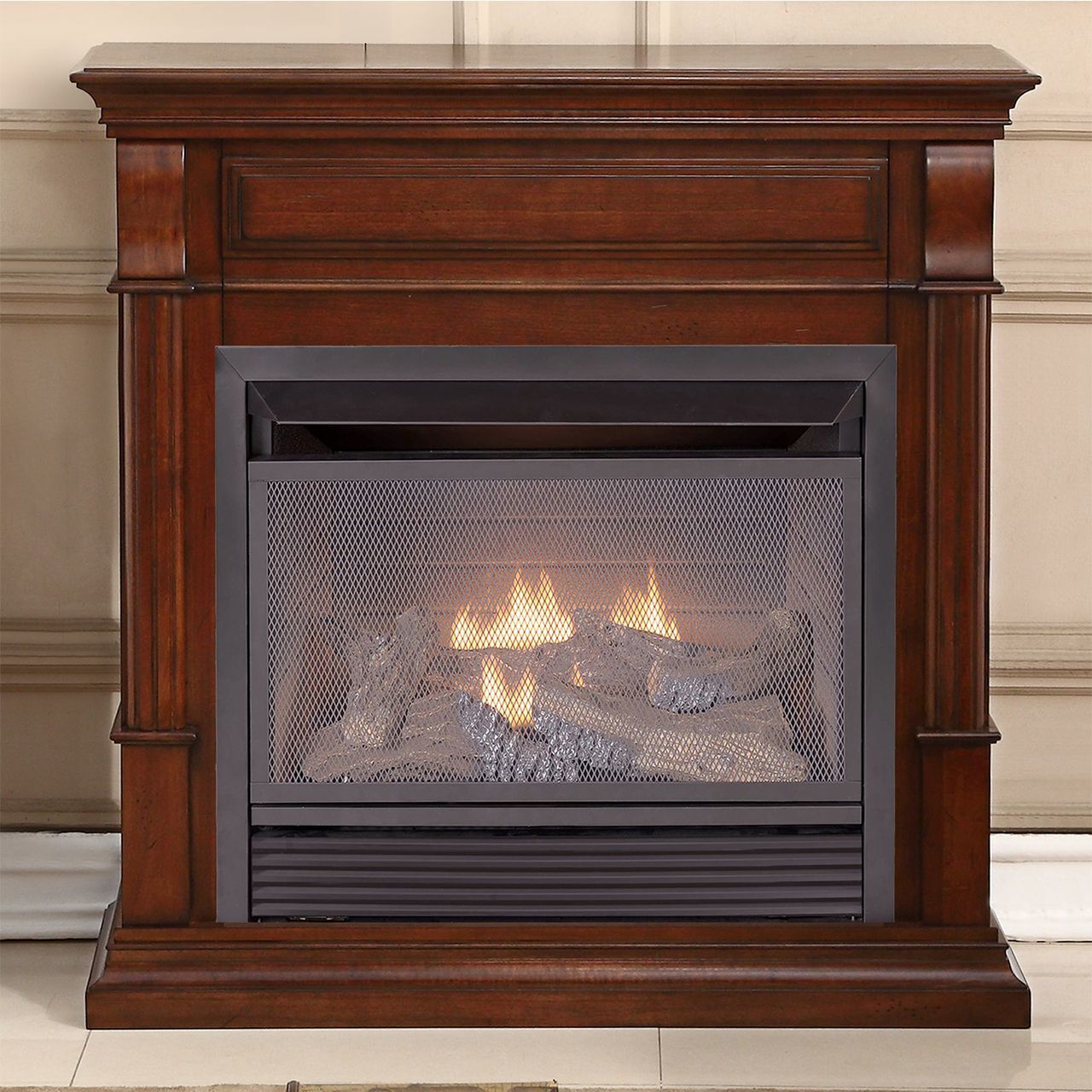 Duluth Dual Fuel Ventless Gas Fireplace TStat Control, Auburn