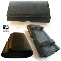 I Phone Plus Black Leather Case Horizontal Belt Holder 6+ 7+ 8+ X Usa Handmade - $89.97