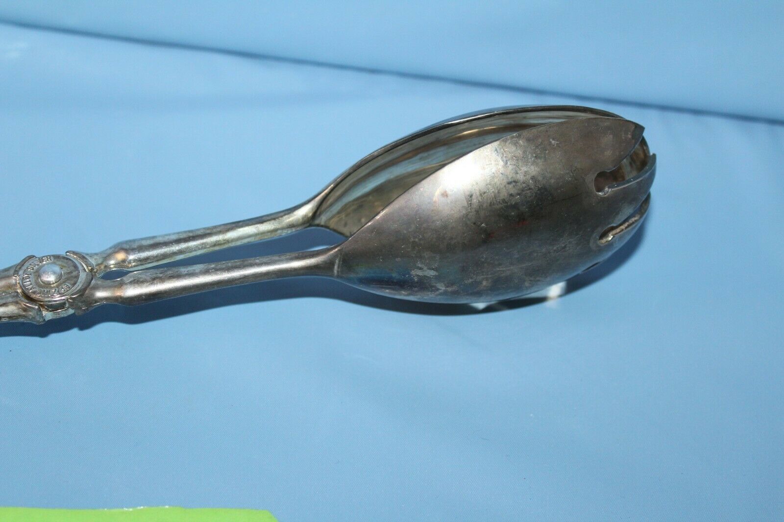 Antique EP Zinc Alloy Silver Salad Serving Tongs Utensil Hong Kong