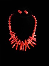 Hippie jewelry / large faux coral - vintage Tribal necklace - branch red... - $155.00
