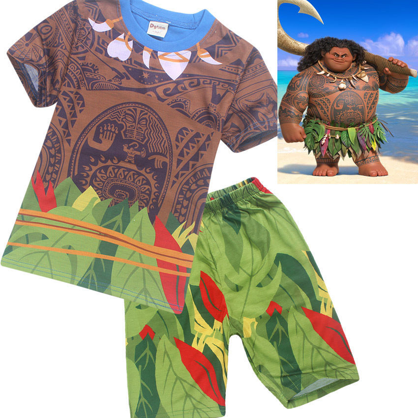 Summer Kids Boys Girls Moana Maui National Style T Shirts / Shorts Pants outfits