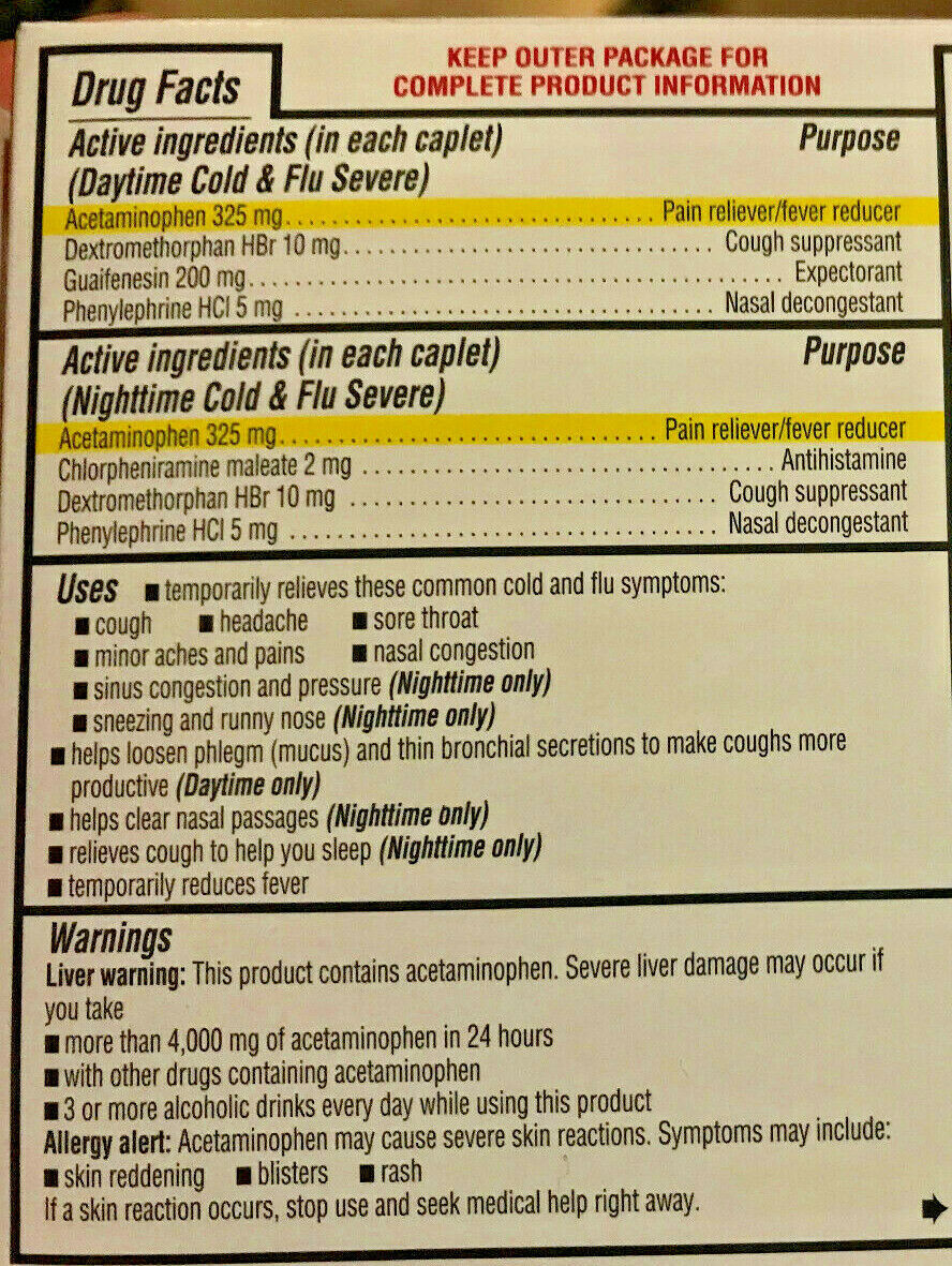 Kirkland Signature COLD & FLU Multi-Symptom Daytime OR Nighttime ...