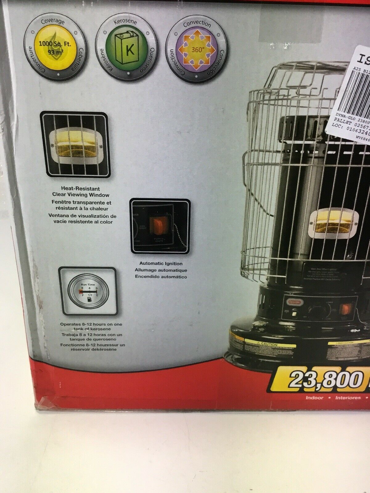 CLEAN DYNAGLO BLACK 23,800 BTU INDOOR KEROSENE CONVECTION HEATER