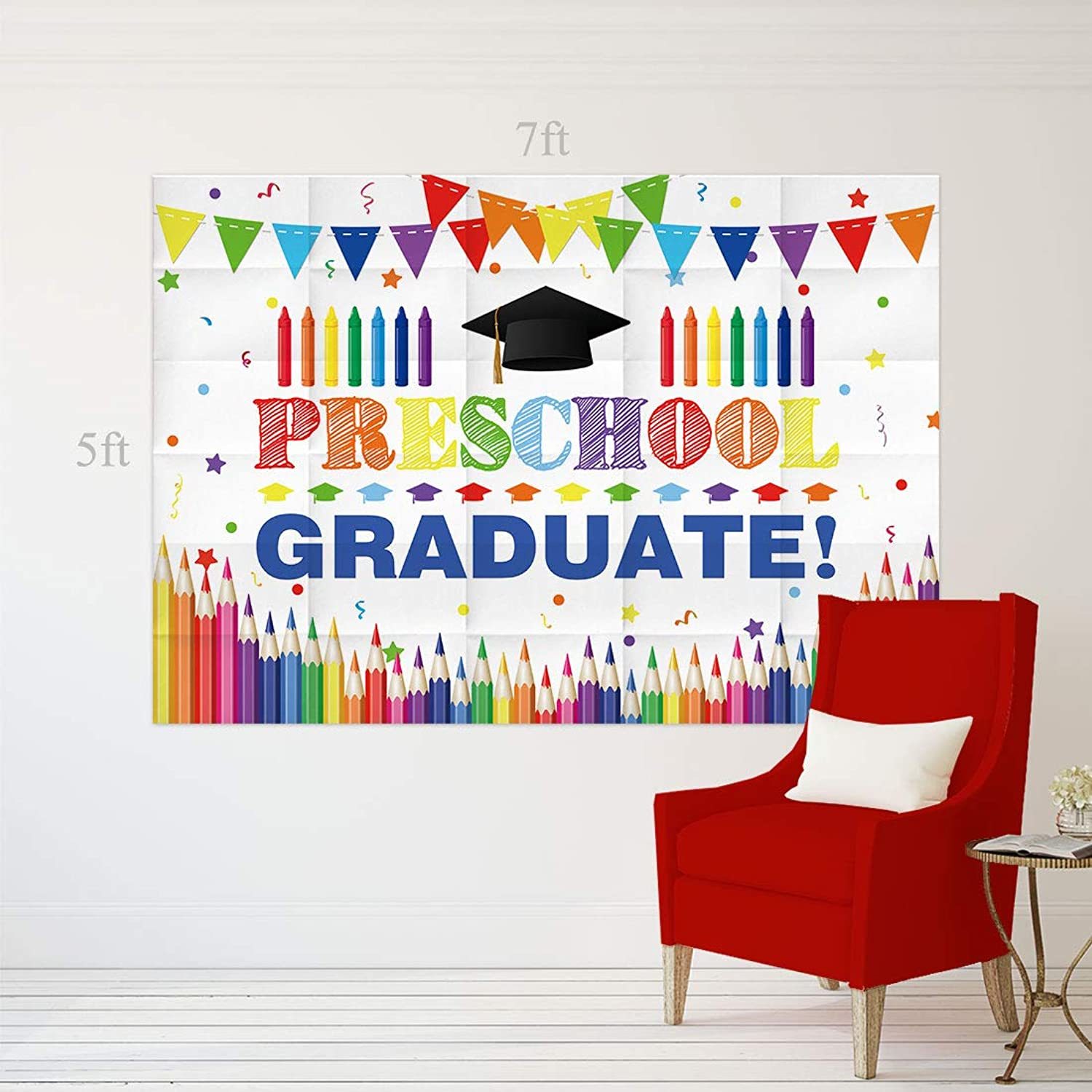 7X5Ft Preschool Graduate Backdrop For Kids Photography School Prom ...