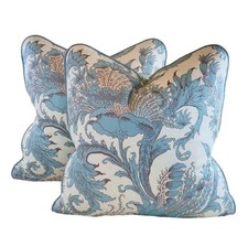 PR Pillow Covers 20" Designer Vicki Payne Free Spirit Aqua Ivory Gray Floral - $62.99