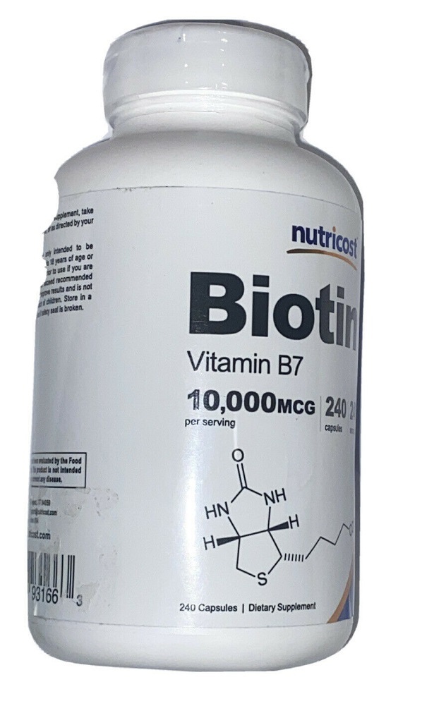 Nutricost Biotin Vitamin B-7 10,000 mcg Dietary Supplement - 240 Capsules