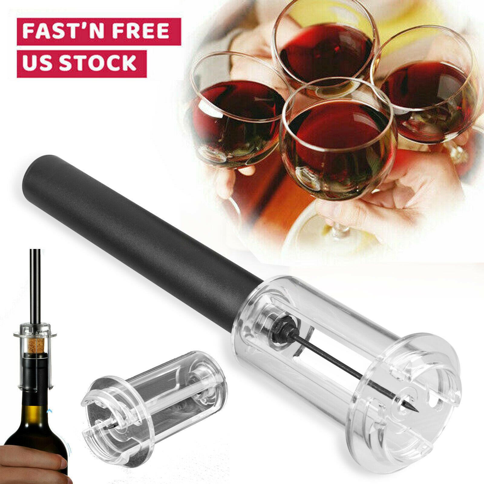 4 in 1 Wine Bottle Opener Cork Remover Air Pump Pressure Cutter Vacuum