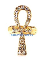Ankh Spirituel Cristal Strass Bague Avec Bracelet Extensible Positif Puissance - $21.79