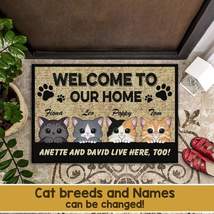 Welcome To Our Home Doormat, Personalized Cat Doormat, Cute Cat Doormat,... - $29.95+