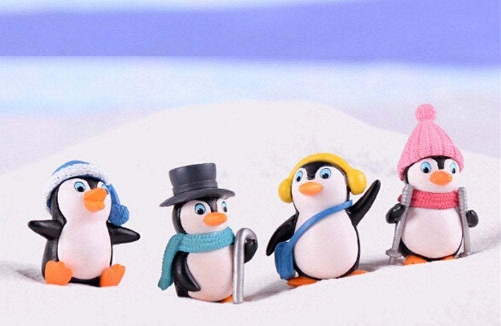 Mini penguin 4 miniature penguins for model making miniature gardens and fairy g