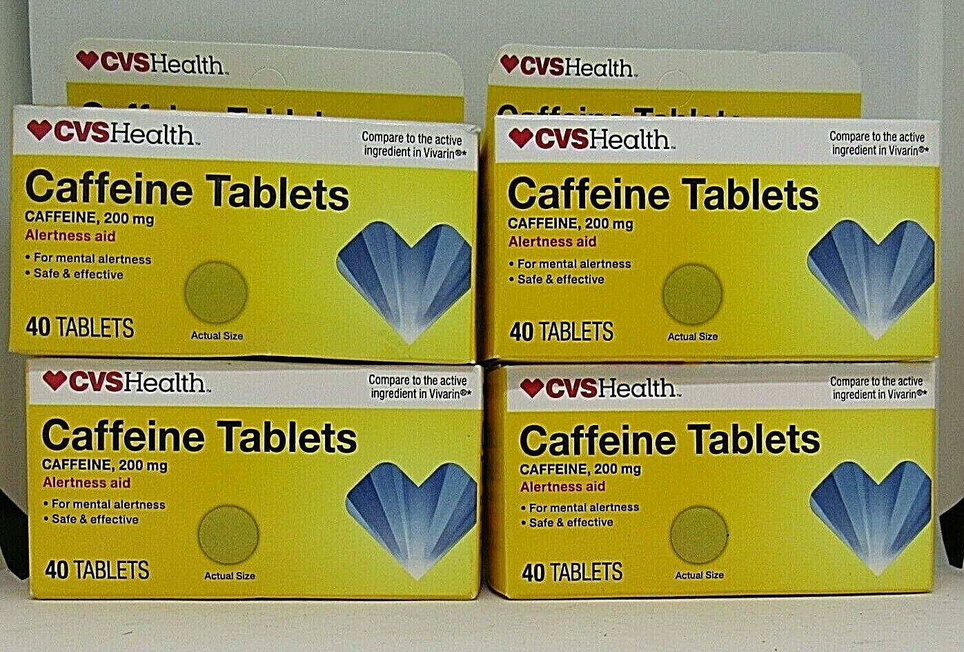 CVS health Caffeine Tablets 200 mg Alertness Aid 40 Tablets LOT of 4