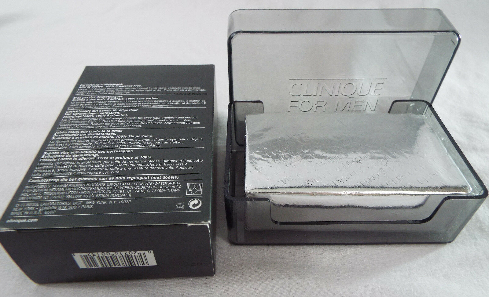 Clinique For Men Oil Control Face Bar Soap With Dish 5.2 oz Cleansers