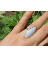 Large and Beautiful Blue Lace Agate Ring, Size 8.5 or R, 925 Silver, Gif... - $28.00