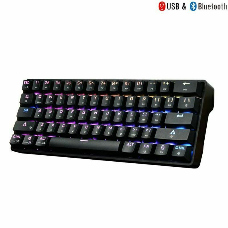 RGB Mechanical Keyboard Blue Red Switch Ergonomic Rechargeable Bluetooth USB