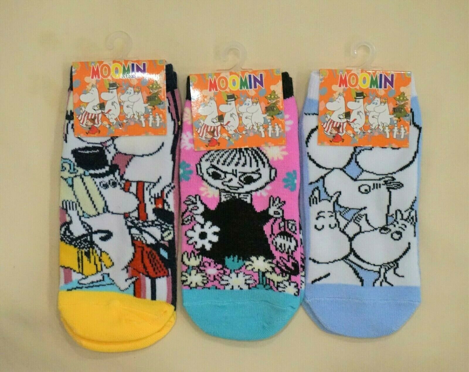 Three Pairs New Japan Women's Moomin Characters Cotton Ankle Socks One Size