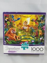 Buffalo Tiger Family in the Jungle Jigsaw Puzzle 1000 Piece Parrots Toucan - $11.28