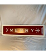 Holliday Wall Decor W/White Wood Frame and Painted Metal Sign Merry in R... - $25.73