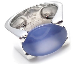 Authentic! Cartier 18K White Gold Large Chalcedony Ring 1999 - $3,045.00