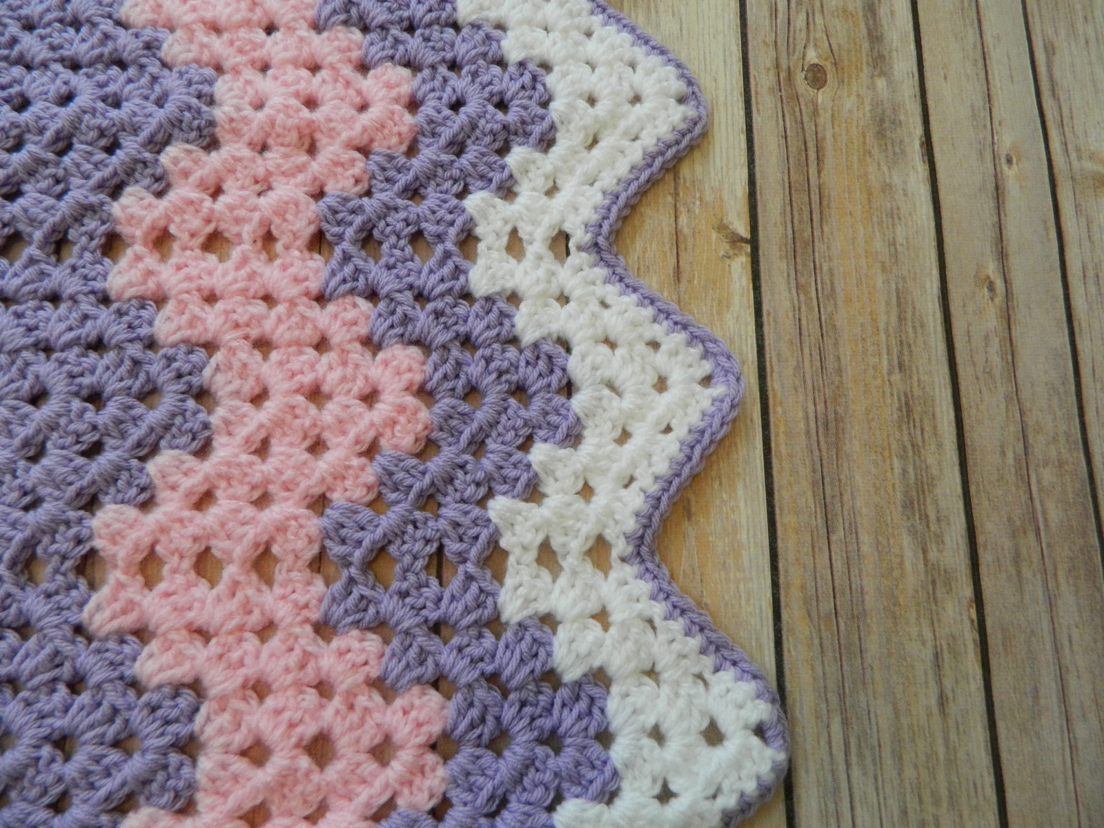 Hand Crochet Granny Wave Pastel Afghan Blanket Bernat Softee Baby Yarn