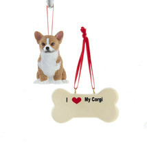 Corgi with Dog Bone Ornament Set - $18.95