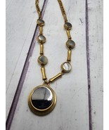 J Crew Two Tone Disc Necklace Long Gold Tone Chain 28&quot; - $17.81