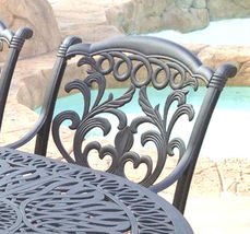 Outdoor 7 pc dining set patio furniture oval table cast aluminum chairs Bronze image 3