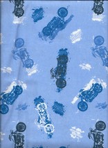 New A.E. Nathan Motorcycles Comfy Prints on Blue Flannel Fabric by the Half Yard - $4.46