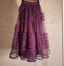 Women Black Midi Tulle Skirt Outfit Handmade Tiered Tulle Skirt Custom Any Size image 8