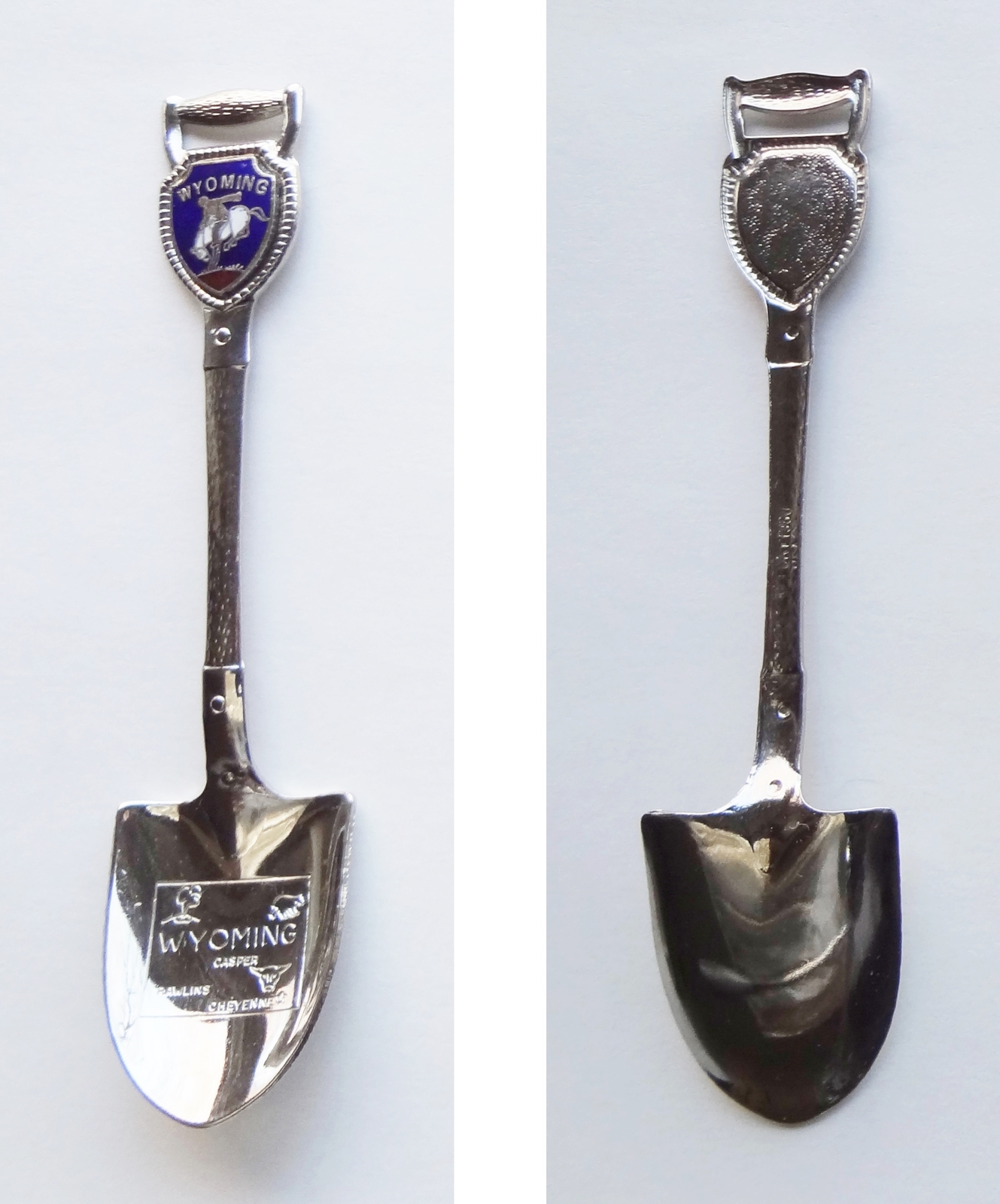 Collector Souvenir Spoon USA Wyoming Cowboy Bucking Bronc Cloisonne