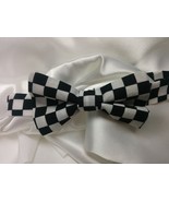 CHECKED BOWTIE  or NECKTIE, Black and white Nas checkered,  Racing Flag ... - $15.00