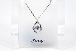 Crossfor Dancing Stone Moon Drop 925 Sterling Silver Necklace NYP-662 - $109.99